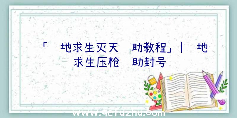 「绝地求生灭天辅助教程」|绝地求生压枪辅助封号